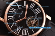 Cartier Rotonde De Tourbillon ST22 Automatic Rose Gold Case with Black Dial and Black Leather Strap