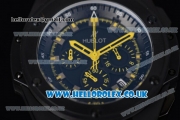 Hublot King Power Chrono Japanese Miyota OS20 Quartz PVD Case with Black Dial Yellow Second Hand and Black Leather Strap