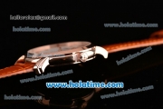 Vacheron Constantin Malte Miyota Quartz Rose Gold Case with Brown Leather Bracelet White Dial and Stick Markers