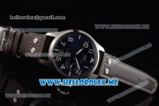 IWC Big Pilot Clone IWC 51111 Automatic Steel Case with Blue Dial White Hands and Brown Leather Strap Arabic Numeral Markers