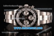 Rolex Daytona Vintage Chrono Miyota OS20 Quartz Steel Case/Bracelet with Point Markers and Black Dial - White Inner Bezel