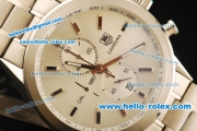 Tag Heuer Carrera Chronograph Miyota Quartz Movement Full Steel with Silver Dial and Stick Markers-7750 Coating