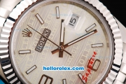 Rolex Datejust II Oyster Perpetual Automatic Movement Silver Case with Silver Rolex Logo Dial and Stick/Numeral Marker-SS Strap