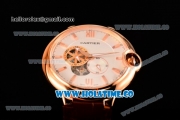 Cartier Ballon Bleu De 42MM Miyota 82S7 Automatic Rose Gold Case with White Dial Brown Leather Strap and Stick Markers