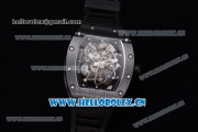 Richard Mille RM 055 Miyota 9015 Automatic PVD Case with Skeleton Dial and Black Rubber Strap Dot Markers