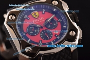 Ferrari Chrono Miyota OS20 Quartz Steel Case PVD Bezel with Black Rubber Strap and Red Dial