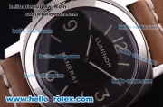 Panerai Luminor Base Pam 219 Asia 6497 Manual Winding Steel Case with Black Dial and Brwon Leather Strap