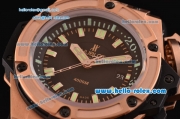 Hublot King Power Oceanographic 4000 Swiss Valjoux 7750 Automatic Rose Gold Case with Black Dial and Green Stick Markers 1:1 Original