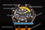 Audemars Piguet Royal Oak Offshore Diver Asia Automatic PVD Case with Black Dial Yellow Rubber Strap and White Stick Markers (EF)