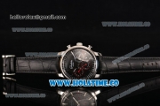 Glashutte Automatic Steel Case with Black Dial and Black Leather Strap