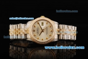 Rolex Datejust Swiss ETA 2836 Automatic Movement Steel Case with Diamond Markers/Bezel and Two Tone Strap