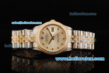 Rolex Datejust Swiss ETA 2836 Automatic Movement Steel Case with Diamond Markers/Bezel and Two Tone Strap