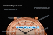 Cartier Rotonde De Miyota Quartz Rose Gold Case with White Dial Diamonds Bezel and Diamonds Markers