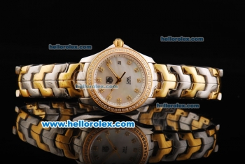 Tag Heuer Link 200 Meters Swiss Quartz Movement White MOP Dial with Diamond Markers/Bezel and Two Tone Strap