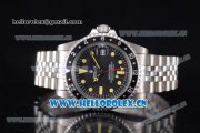 Rolex GMT-Master Vintage Asia 2813 Automatic Stainless Steel Case/Bracelet with Black Dial Black Bezel and Dot Markers