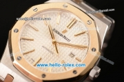 Audemars Piguet Royal Oak Swiss ETA 2824 Automatic Two Tone Case with Two Tone Strap and White Grid Dial - 1:1 Original