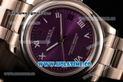 Rolex Air King Asia 2813 Automatic Full Steel with Purple Dial and Roman Numeral Markers