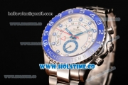 Rolex Yachtmaster II Chrono Swiss Valjoux 7750 Automatic Steel Case with White Dial Blue Bezel and Dot Markers (BP)