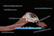 Audemars Piguet Royal Oak Ladies Swiss Quartz Steel/Diamond Case with Brown Rubber Bracelet and Brown Dial - 1:1 Original
