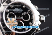 Rolex Daytona Clone Rolex 4130 Automatic Stainless Steel Case/Bracelet with Black Dial and Diamonds Markers (BP)