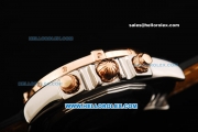 Breitling Chronomat B01 Chronograph Miyota Quartz Movement Steel Case with Rose Gold Bezel and Black Leather Strap