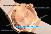 Hublot Big Bang Quartz Movement White Dial with Rose Gold Case and Numeral Marking-White Rubber Strap