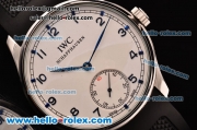 IWC Portuguese Vintage Asia 6497 Manual Winding Steel Case with White Dial and Blue Arabic Numeral Markers