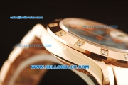 Rolex Day-Date Swiss ETA 2836 Automatic Rose Gold Case with Diamond Bezel and Blue MOP Dial -Rose Gold Strap