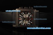 Franck Muller Conquistador King Chronograph Quartz Movement PVD Case with Black Dial and White Numeral Marker-Black Rubber Strap