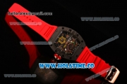 Richard Mille Jean Todt Limited Edition RM 036 Asia Seagull SH Automatic Carbon Fiber Case with Skelton Dial Arabic Numeral Markers and Red Rubber Strap