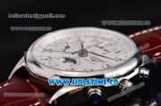 Longines Master Collection Chronograph Swiss Valjoux 7750 Automatic Movement Steel Case with White Dial and Leather Strap