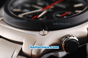 Ebel 1911 Swiss Valjoux 7750 Working Chronograph Movement PVD Bezel with Black Dial and Silver Stick Marker-SS Strap