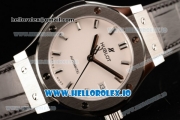 Hublot Classic Fusion Japanese Miyota 9015 Automatic Movement Steel White Dial and Stick Markers Leather Strap (JF)