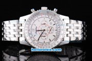 Breitling Montbrillant Working Chronograph Quartz Movement with White Dial and SS Strap