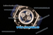 Audemars Piguet Rubens Barrichello Swiss Valjoux 7750 Automatic Steel Case with Blue Skeleton Dial PVD Bezel and Blue Leather Strap - 1:1 Original (JF)