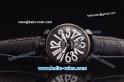 Gaga Milano Italy Asia 6497 Manual Winding PVD Case with Black Dial and Black Strap-White Markers