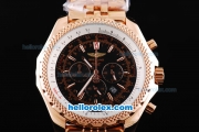 Breitling For Bentley Chronograph Quartz Movement with Black Dial and Rose Gold Honeycomb Bezel-SSband