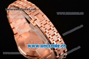 Audemars Piguet Royal Oak 33MM Miyota Quartz Diamonds/Rose Gold Case with Blue Dial Stick Markers and Diamonds Bezel (EF)