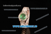 Rolex Datejust Swiss ETA 2671 Automatic Rose Gold Case with Green Dial Diamonds Markers and Rose Gold Bracelet (BP)