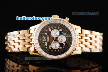 Breitling Navitimer Automatic Movement Black Dial with Rose Gold Case and White Subdials-RG Strap