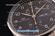 IWC Portuguese Chrono Japanese Miyota OS10 Quartz Stainless Steel Case with Stainless Steel Strap and Black Dial
