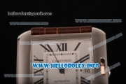 Cartier Tank Anglaise Miyota 9015 Automatic Steel Case with Silver Dial Brown Leather Strap and Roman Numeral Markers