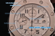 Audemars Piguet Royal Oak Offshore White Themes Swiss Valjoux 7750 Automatic Movement Full Steel with White Dial and Black Numeral Markers-Run 12 Second