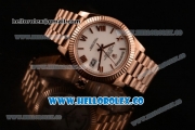 Rolex Day-Date Asia/Swiss ETA 2836 Automatic Rose Gold Case with White Dial and Rose Gold Bracelet - (BP)