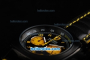 Ferrari Chronograph Miyota Quartz Movement 7750 Coating Case with Yellow Numeral Markers-Black Dial