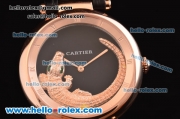 Cartier Le Cirque Animalier de Cartier Miyota OS2035 Quarz Rose Gold Case with Black Dial and Black Leather Strap