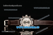 IWC Pilot's Watch Spitfire Chrono Miyota Quartz Steel Case with Brown Leather Strap White Dial and Arabic Numeral Markers