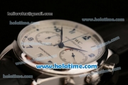 IWC Portuguese Chrono Miyota OS20 Quartz Steel Case with White Dial Blue Numeral Markers and Black Leather Bracelet