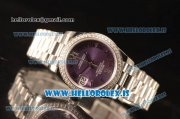 Rolex Datejust 31 Steel 2836 Auto With Steel Bracelet Purple Dial Roman Diamond Bezel