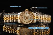 Rolex Datejust Automatic Movement ETA Coating Case with Gold Roman Numerals and Gold Bezel